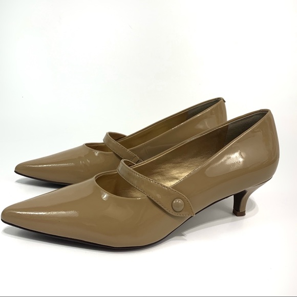 Trotters Shoes - Trotters “Petra” nude patent leather kitten heels